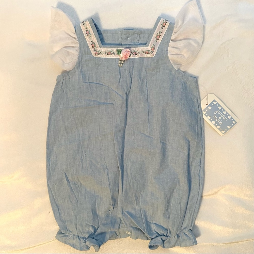 Mother-maid in the USA Chambray Bouquet Flower Romper Bodysuit 6M Baby Girl NWT